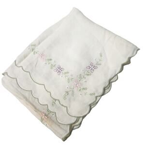 VTG 1960's 40" TABLE RUNNER FLORAL EMBROIDERED CROSS STITCH DRESSER SCARF ESTATE